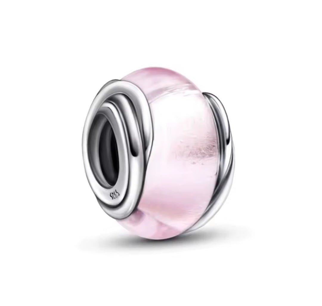 Sterling Silver Pink Encircled Murano Charm - Enchanting Charms