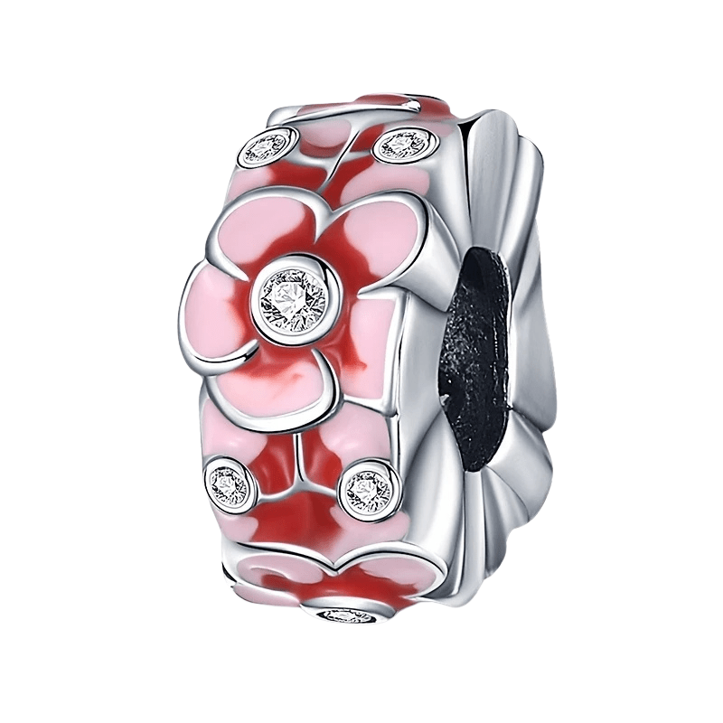 Sterling Silver Pink Flower Charm - Enchanting Charms