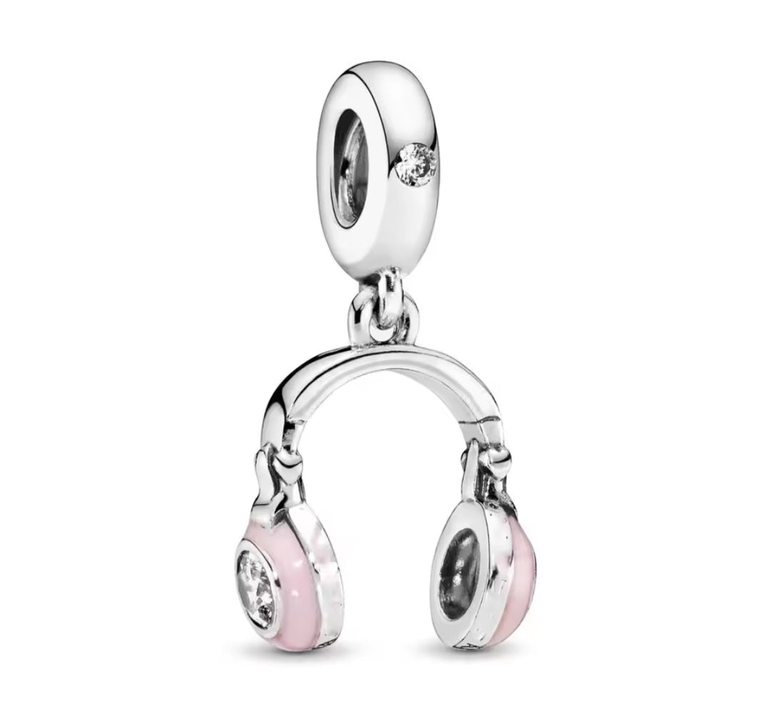 Sterling Silver Pink Headphones Charm - Enchanting Charms