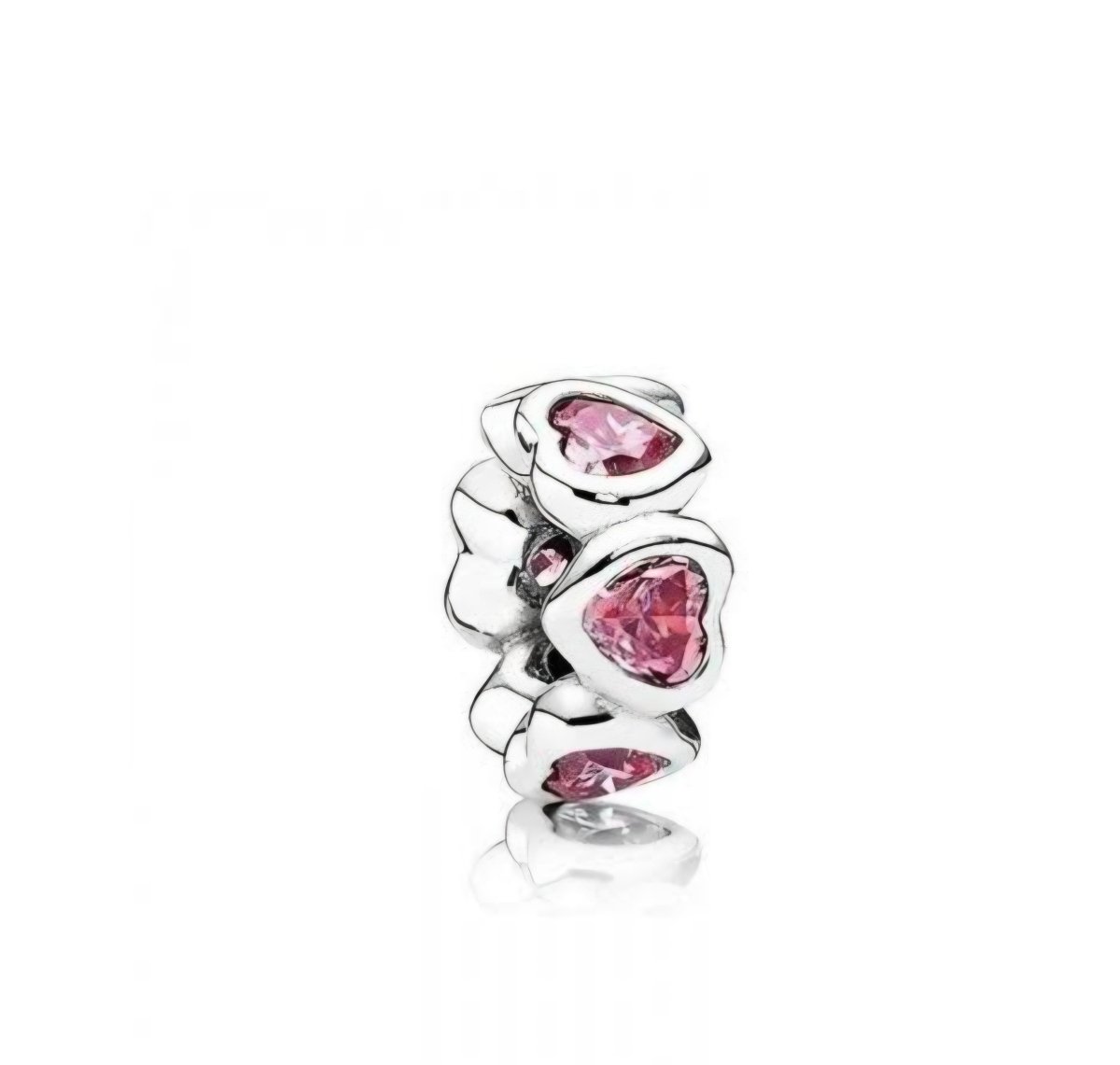 Sterling Silver Pink Hearts Spacer Charm - Enchanting Charms