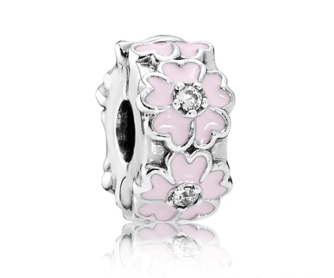 Sterling Silver Pink Primrose Clip Stopper Charm - Enchanting Charms