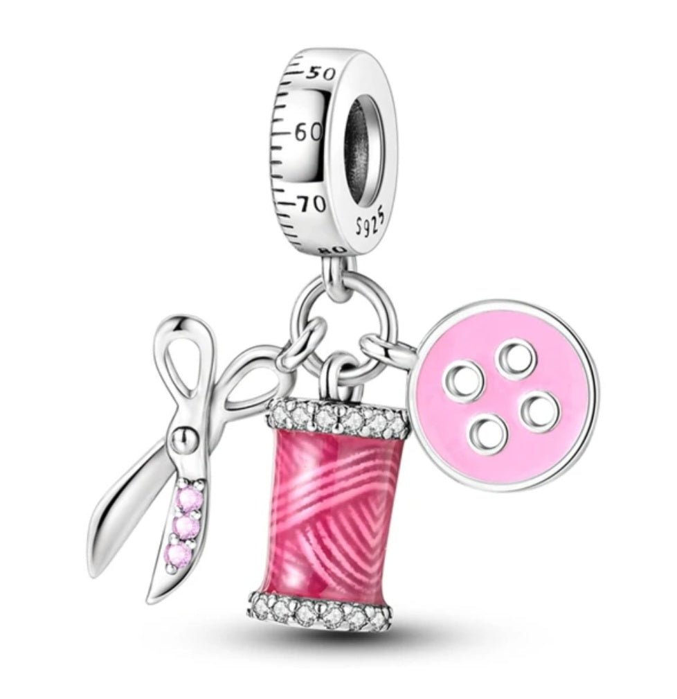 Sterling Silver Pink Sewing Charm - Enchanting Charms