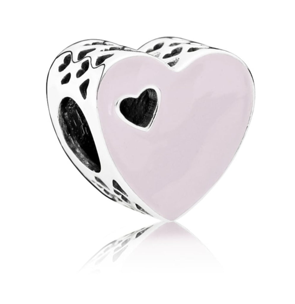 Sterling Silver Pink Sweetheart Enamel Heart Charm - Enchanting Charms