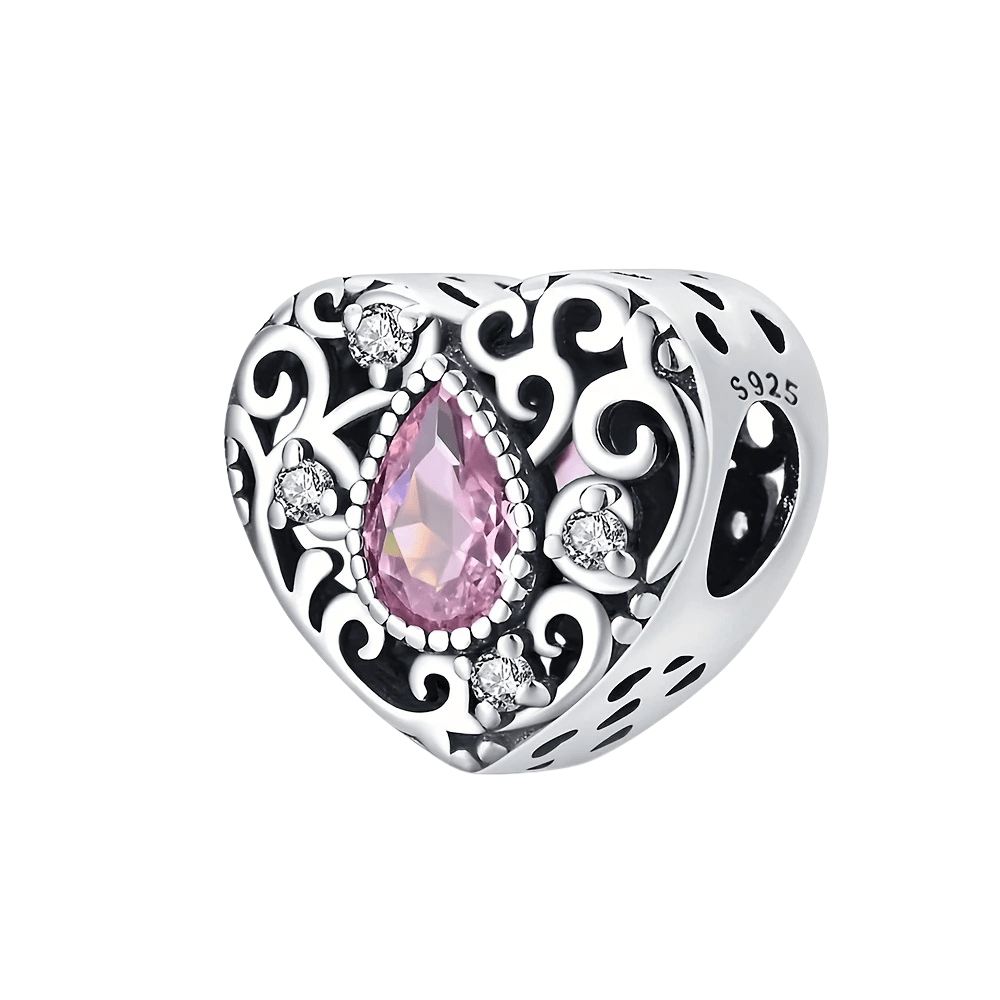 Sterling Silver Pink Tear Drop Charm - Enchanting Charms