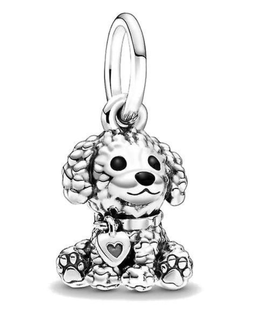 Sterling Silver Poodle Puppy Dog Charm - Enchanting Charms