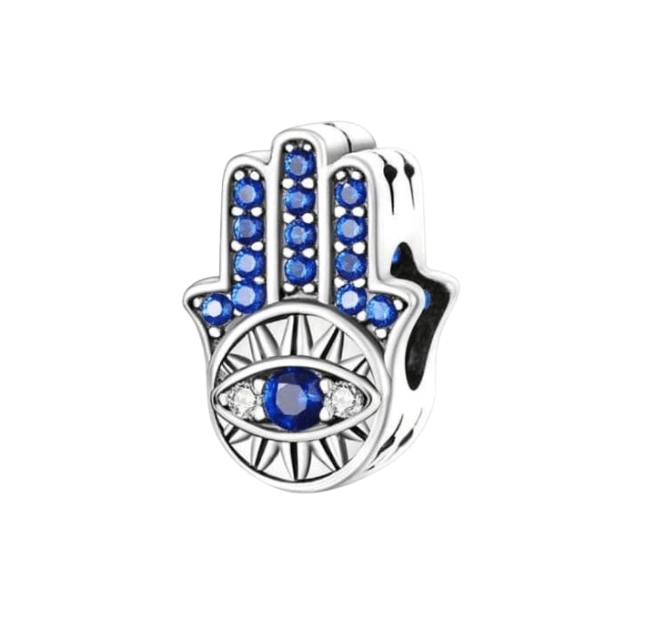 Sterling Silver Protective Eye Inside Hamsa Hand - Enchanting Charms