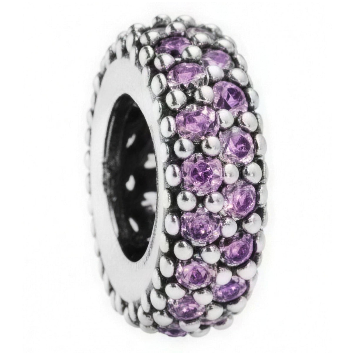 Sterling Silver Purple Pave Spacer Charm