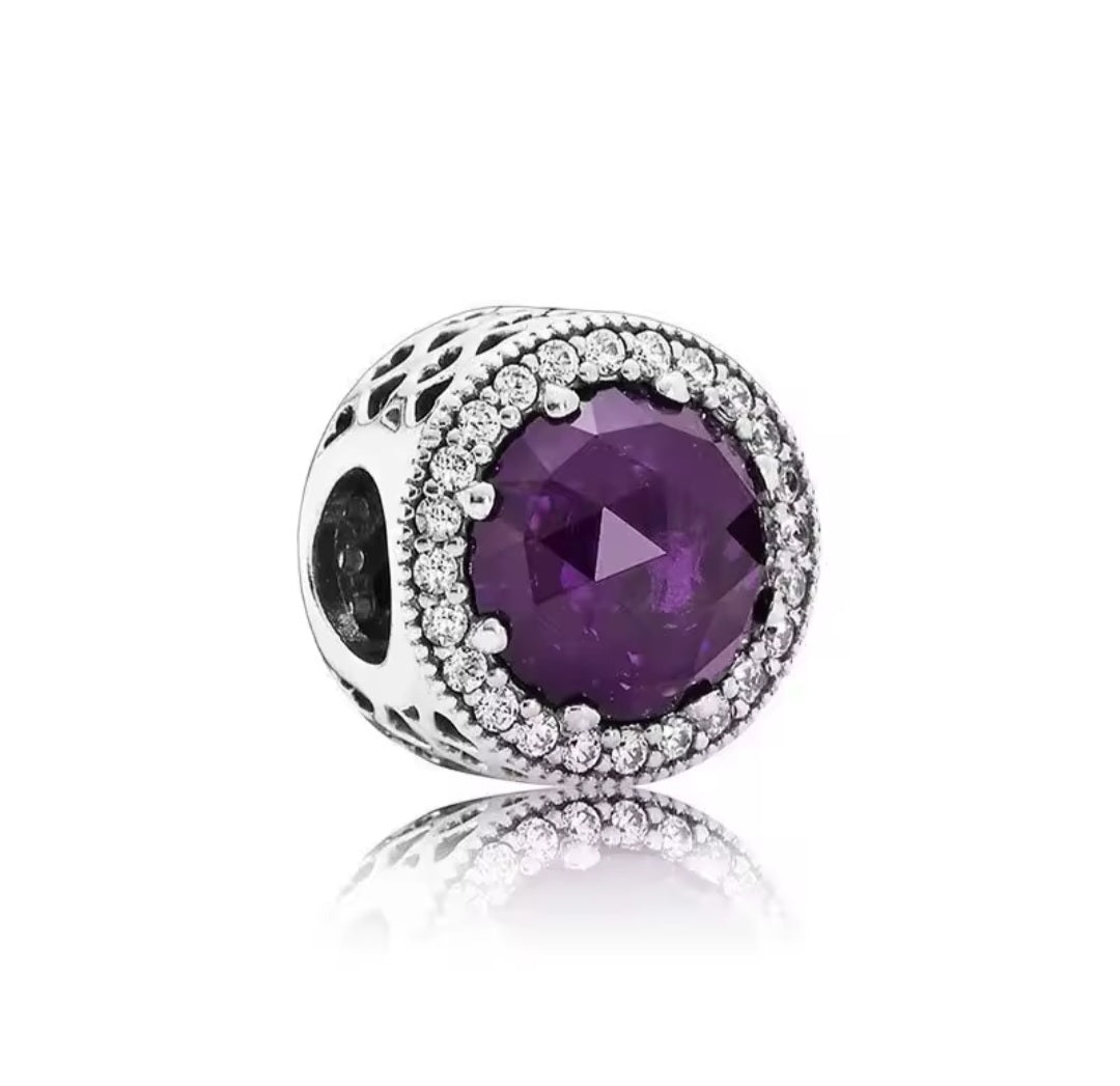 Sterling Silver Purple Radiant Charm - Enchanting Charms