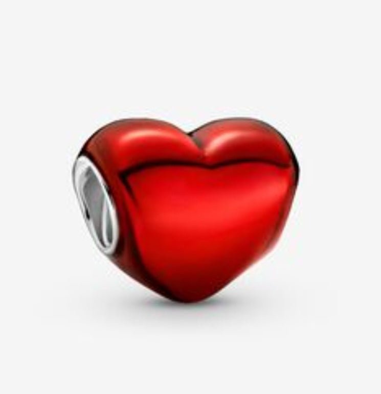 Sterling Silver Red Enamel Heart Charm - Enchanting Charms