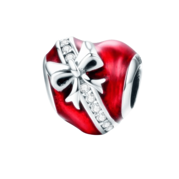 Sterling Silver Red Heart Present - Enchanting Charms