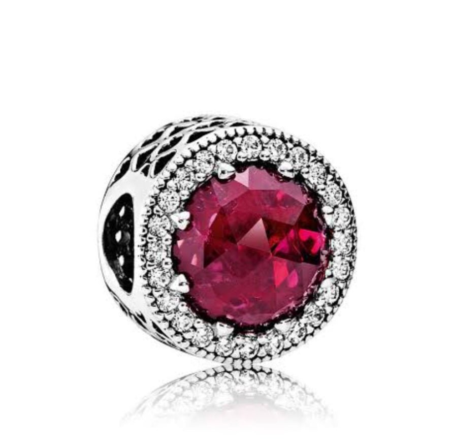 Sterling Silver Red Radiant Charm - Enchanting Charms