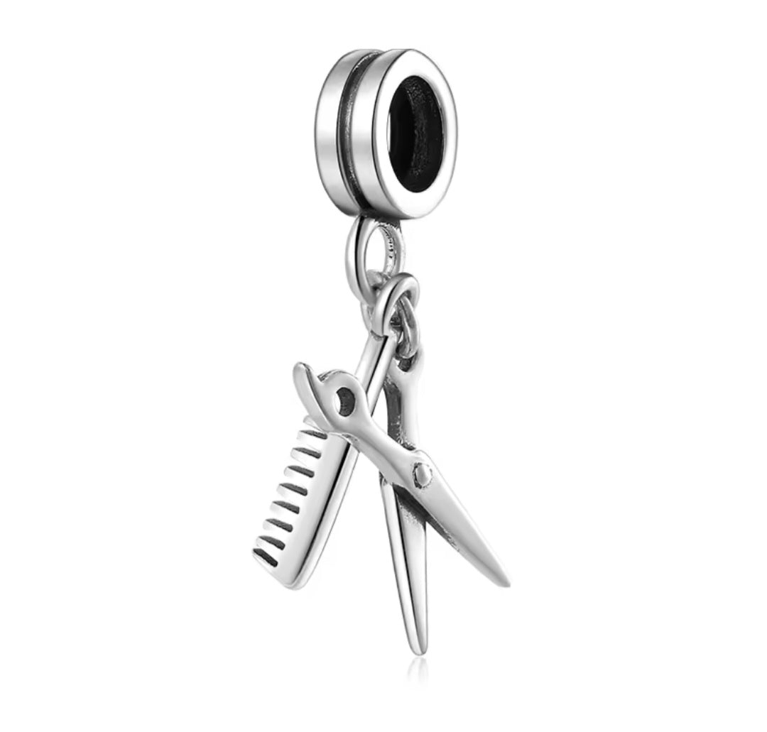 Sterling Silver Scissors & Comb Hairdresser Charm - Enchanting Charms