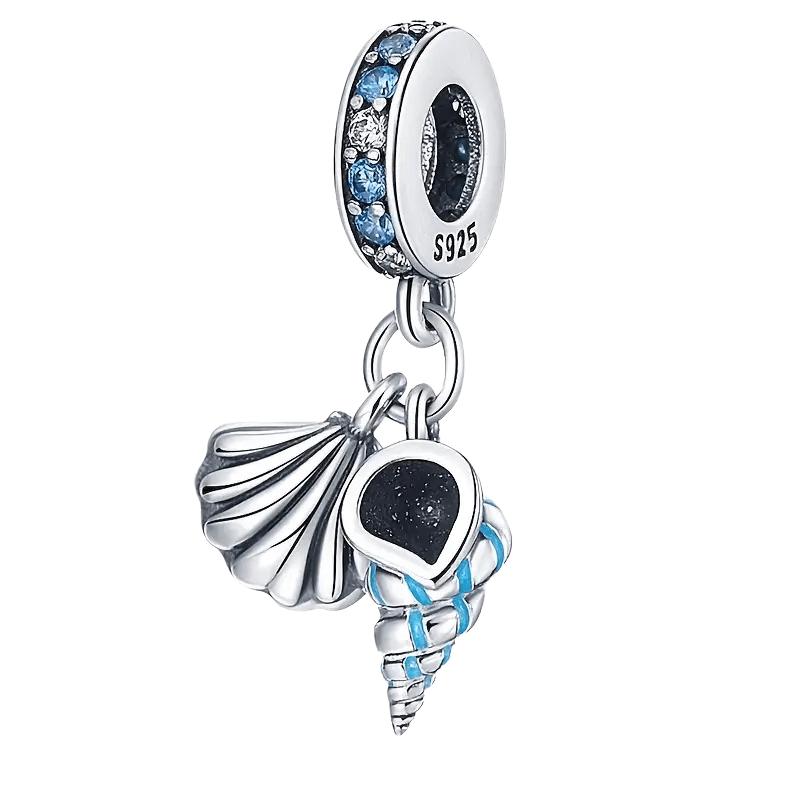 Sterling Silver Seashell & Conch Shell Charm - Enchanting Charms