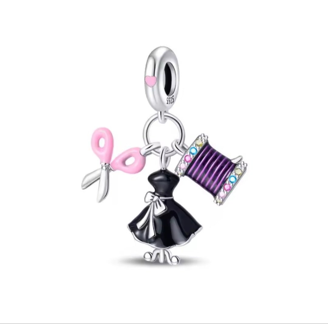 Sterling Silver Sewing Kit Dressmaking Charm - Enchanting Charms