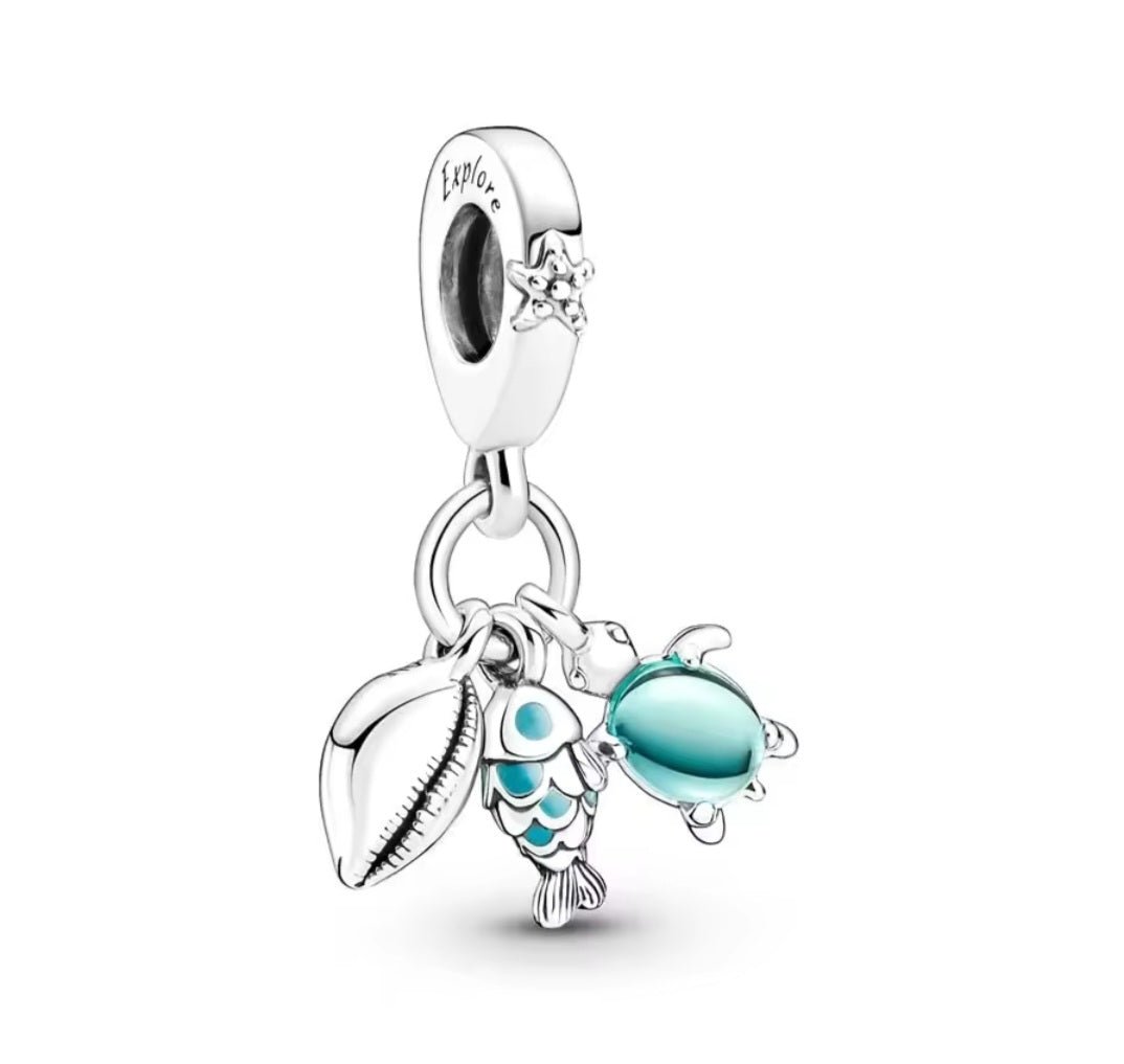Sterling Silver Shell Fish Turtle Charm - Enchanting Charms