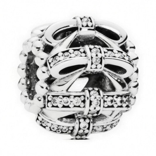 Sterling Silver Shimmering Bows Openwork Charm