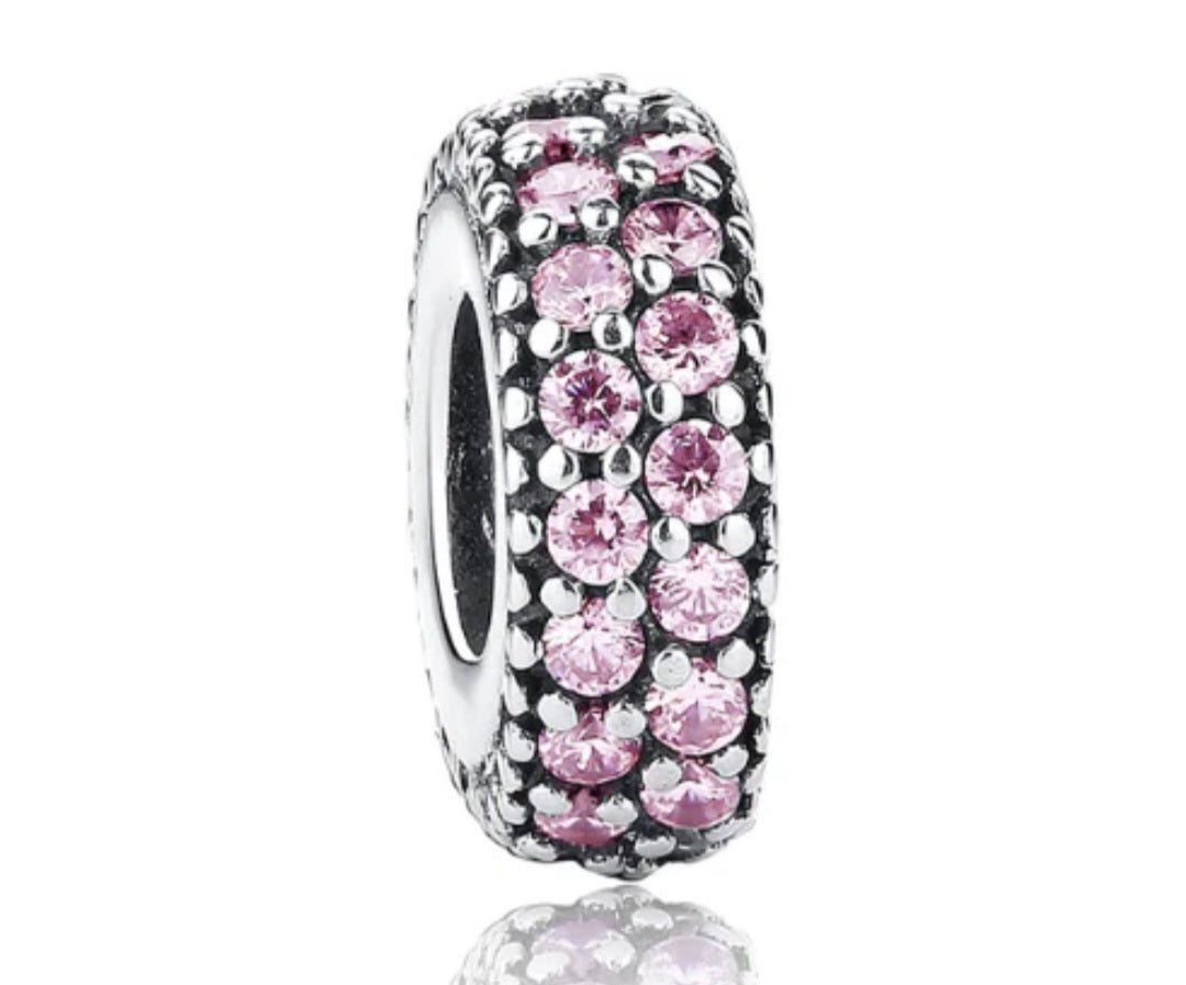 Sterling Silver Soft Pink Spacer Charm - Enchanting Charms
