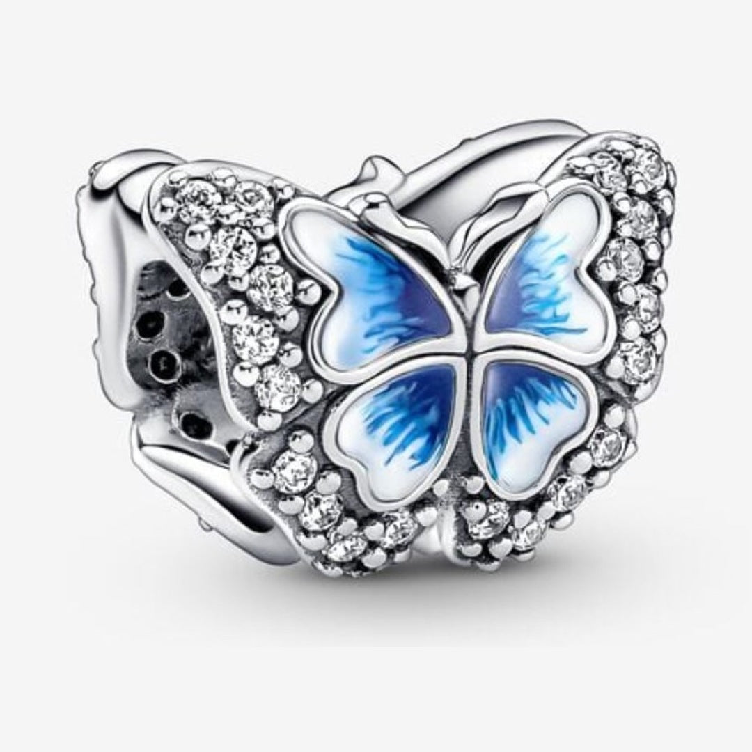 Sterling Silver Sparkling Blue Butterfly Charm