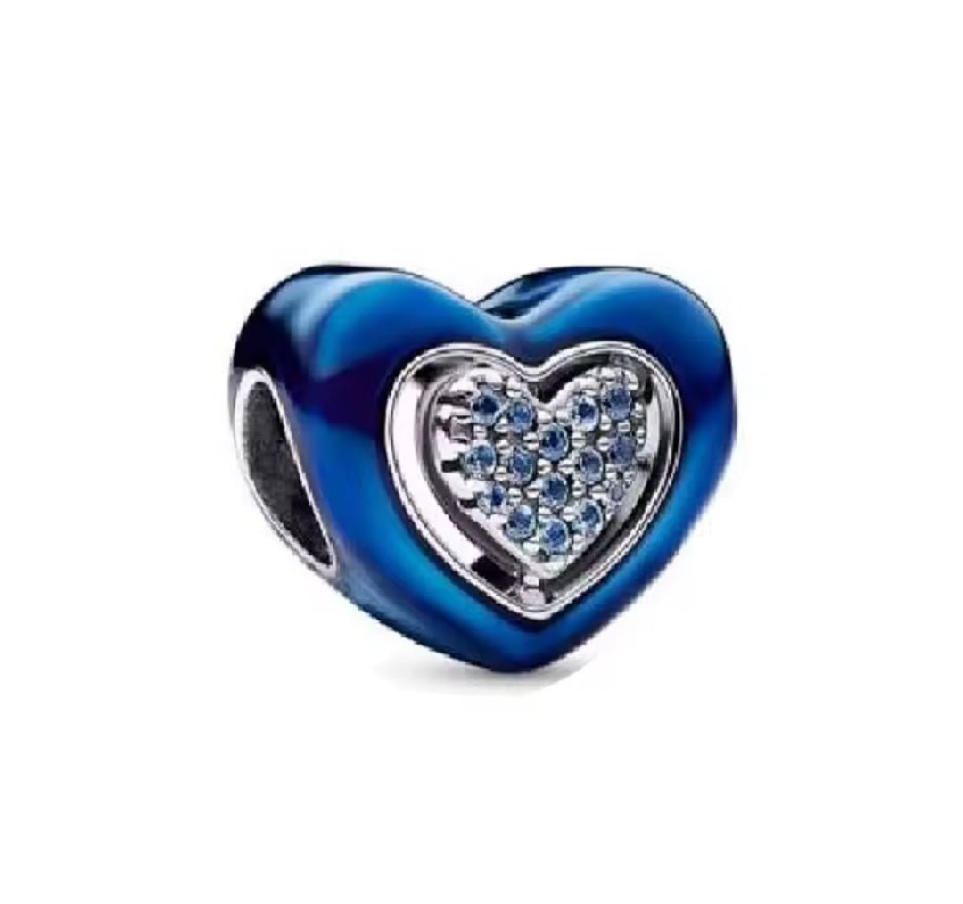 Sterling Silver Sparkling Blue Heart My Favorite Person Charm - Enchanting Charms