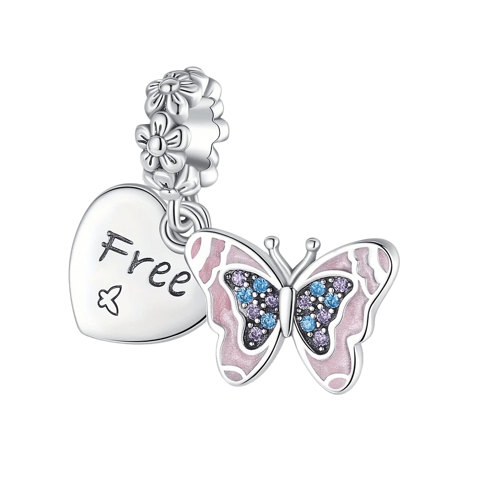 Sterling Silver Sparkling Butterfly Charm - Enchanting Charms