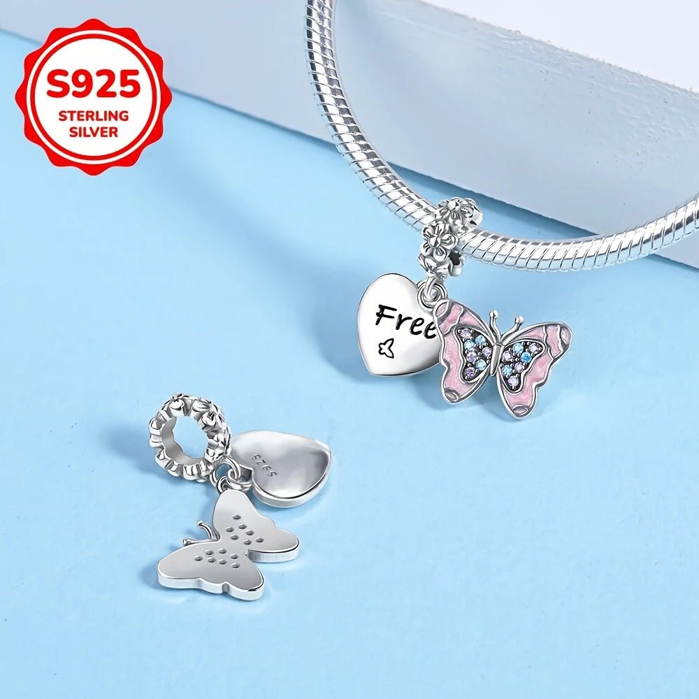 Sterling Silver Sparkling Butterfly Charm - Enchanting Charms