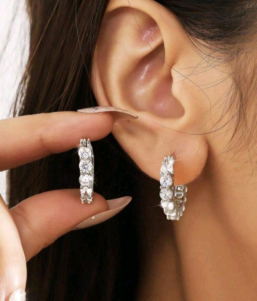 Sterling Silver Sparkling Circular Hoop Earrings - Enchanting Charms