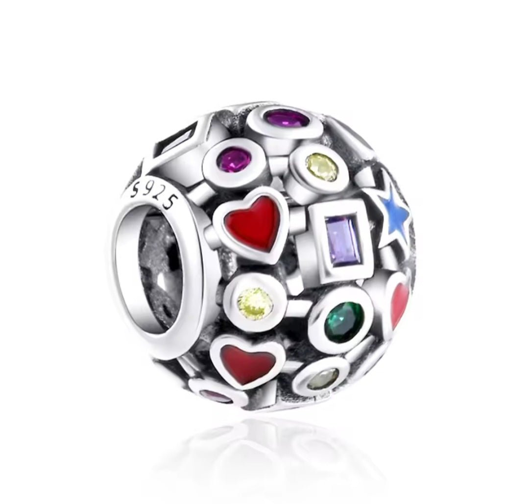 Sterling Silver Sparkling Colourful Shapes Charm - Enchanting Charms