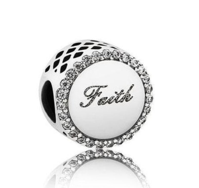 Sterling Silver Sparkling Faith Cross Charm - Enchanting Charms