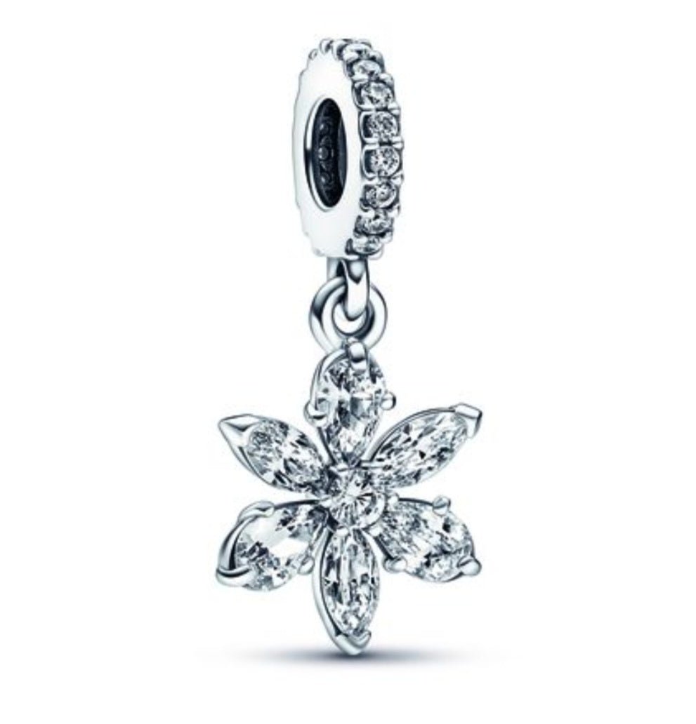 Sterling Silver Sparkling Flower Charm - Enchanting Charms