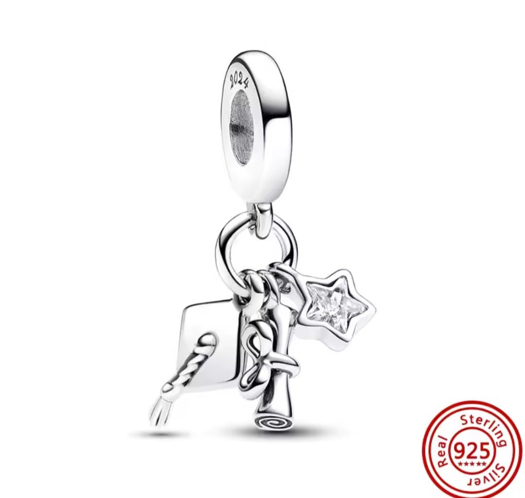 Sterling Silver Sparkling Graduation Charm - Enchanting Charms