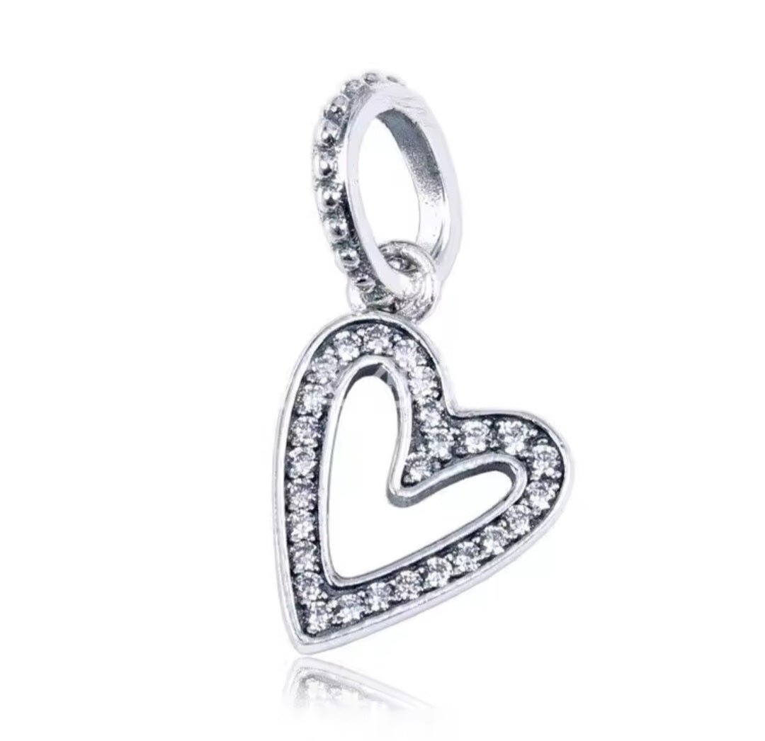 Sterling Silver Sparkling Heart Charm - Enchanting Charms