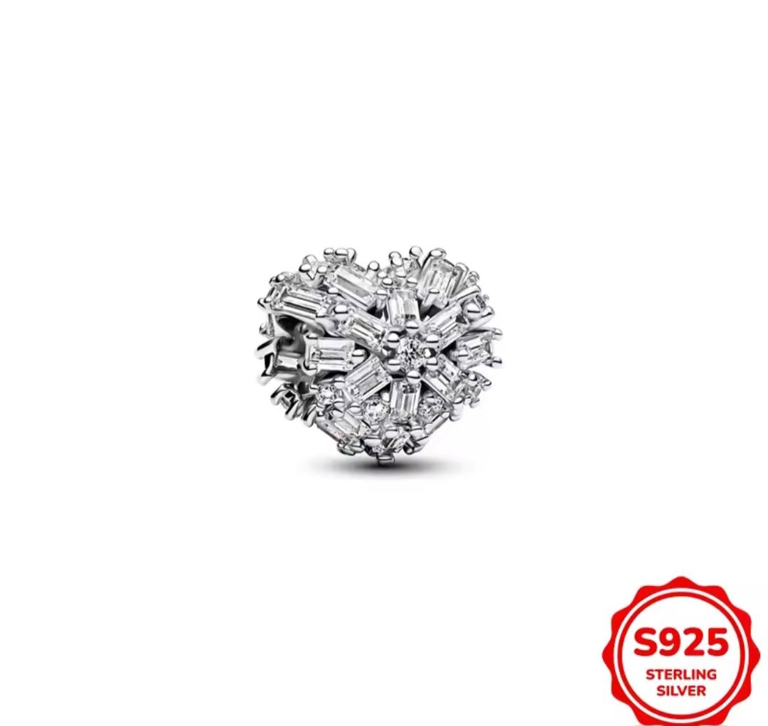 Sterling Silver Sparkling Heart Charm - Enchanting Charms