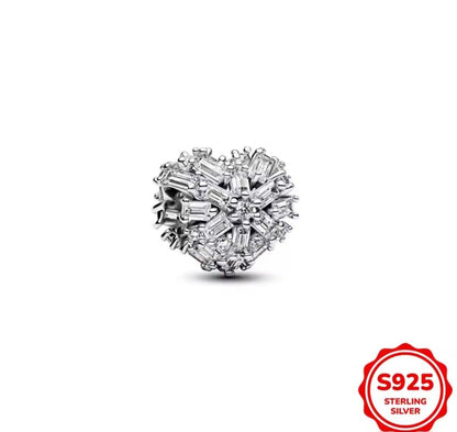 Sterling Silver Sparkling Heart Charm - Enchanting Charms