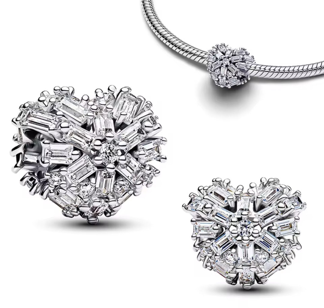 Sterling Silver Sparkling Heart Charm - Enchanting Charms