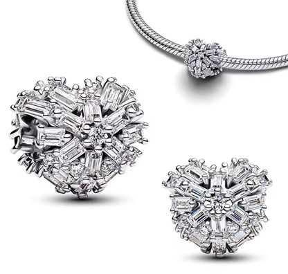 Sterling Silver Sparkling Heart Charm - Enchanting Charms
