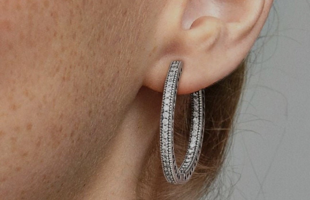 Sterling Silver Sparkling Hearts Hoop Earrings - Enchanting Charms