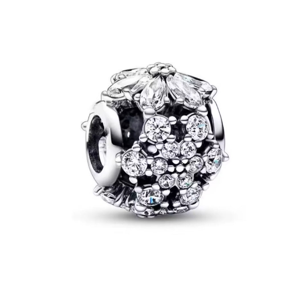 Sterling Silver Sparkling Herbarium Flower Cluster Charm - Enchanting Charms