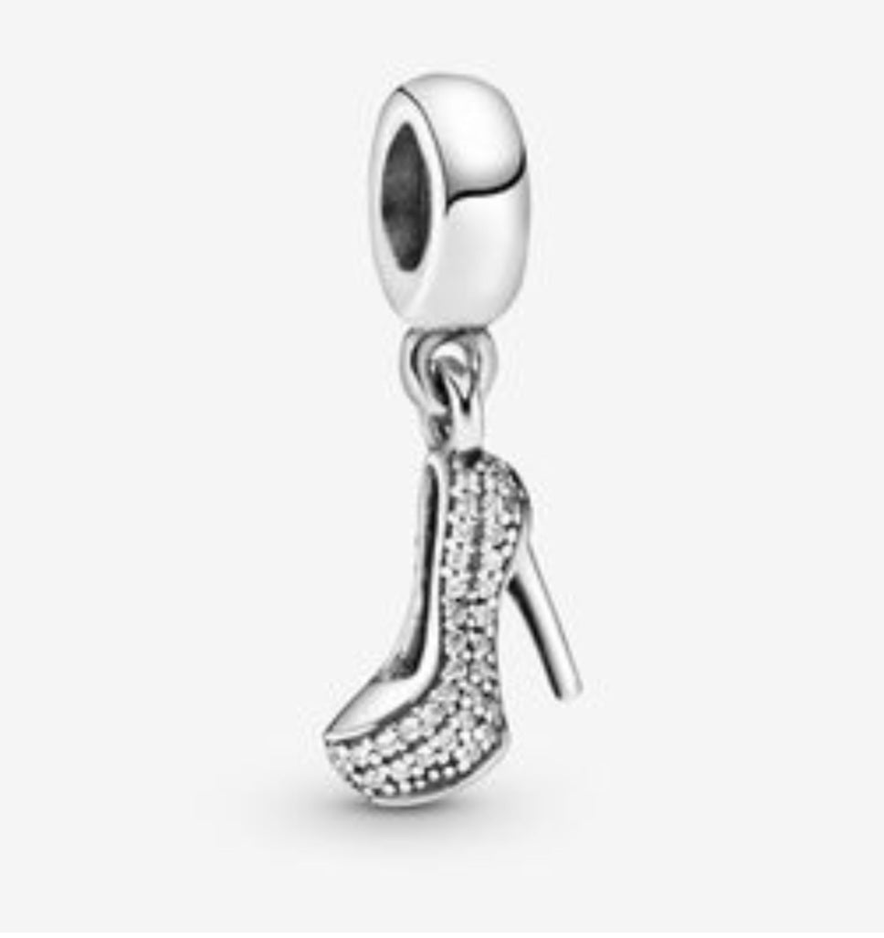 Sterling Silver Sparkling High Heel Shoe Charm - Enchanting Charms