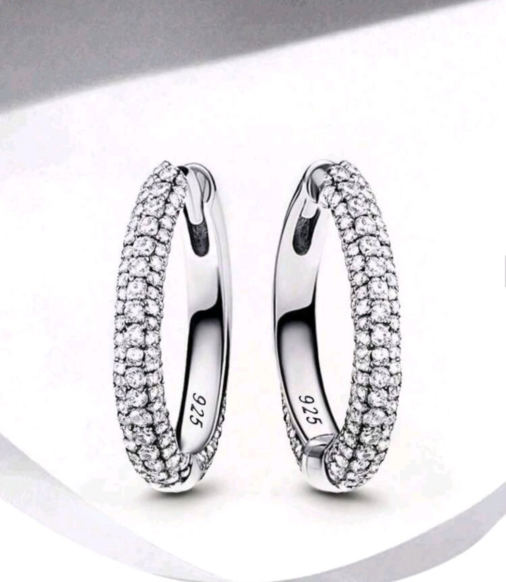Sterling Silver Sparkling Hoop Earrings - Enchanting Charms