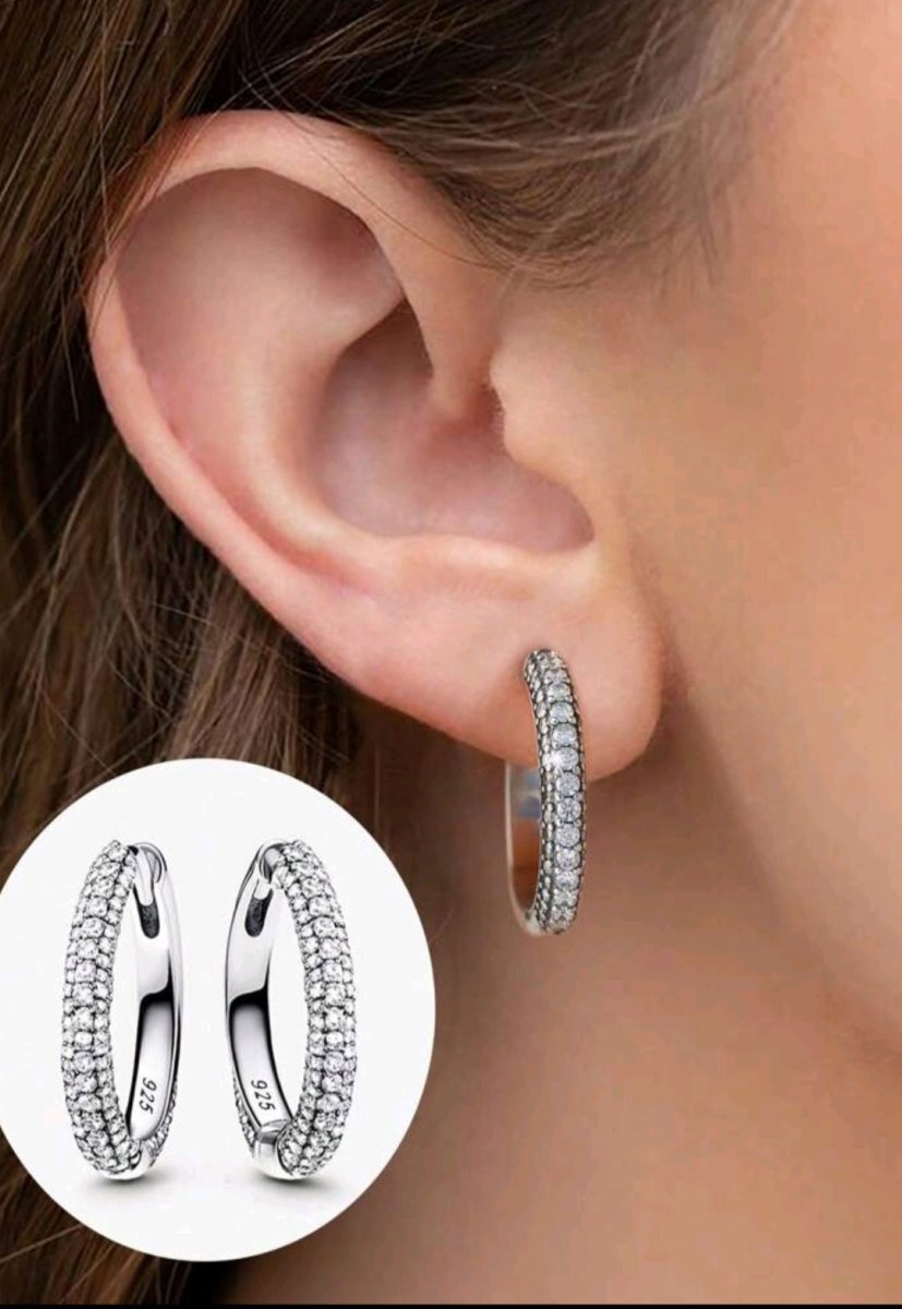 Sterling Silver Sparkling Hoop Earrings - Enchanting Charms