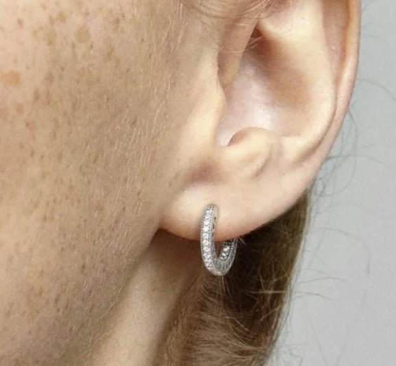 Sterling Silver Sparkling Hoop Earrings - Enchanting Charms