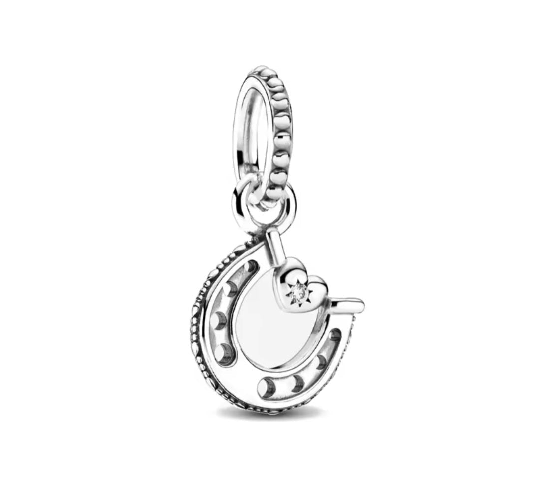 Sterling Silver Sparkling Horseshoe Charm - Enchanting Charms
