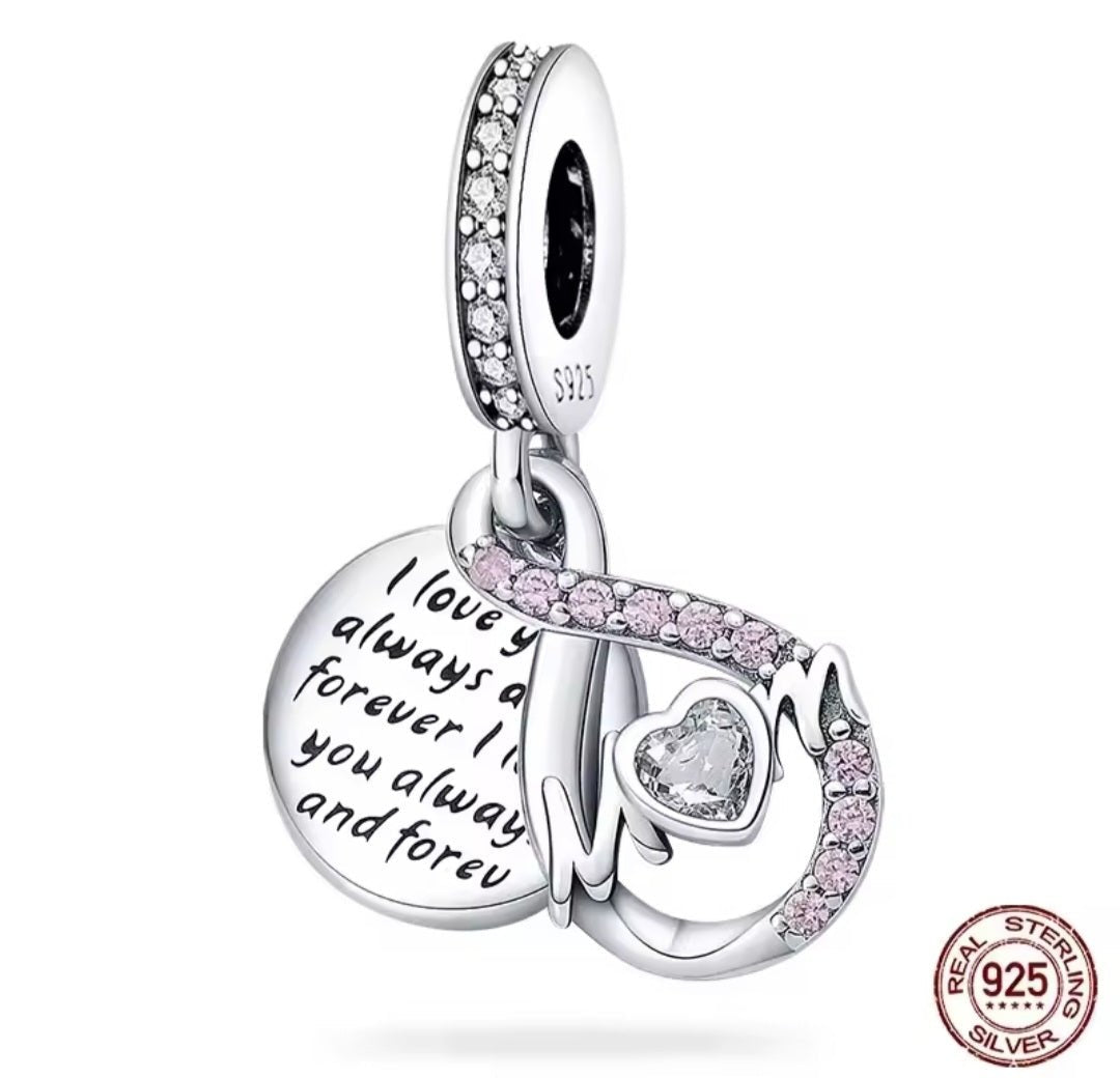 Sterling Silver Sparkling Infinity Mom Charm - Enchanting Charms