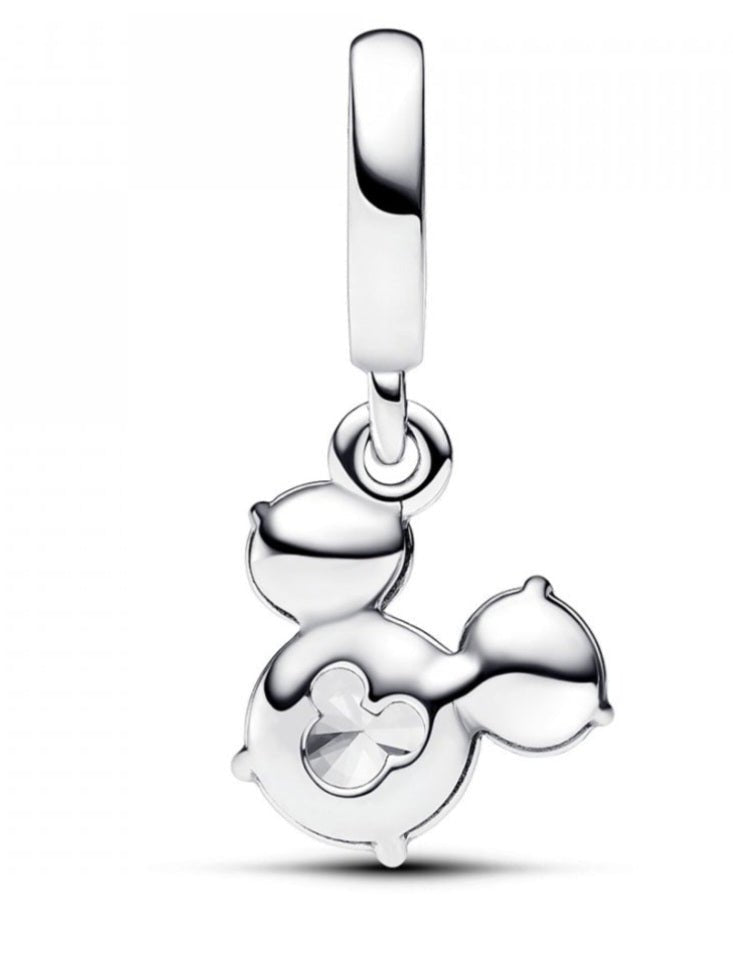 Sterling Silver Sparkling Mickey Mouse Silhouette Charm - Enchanting Charms