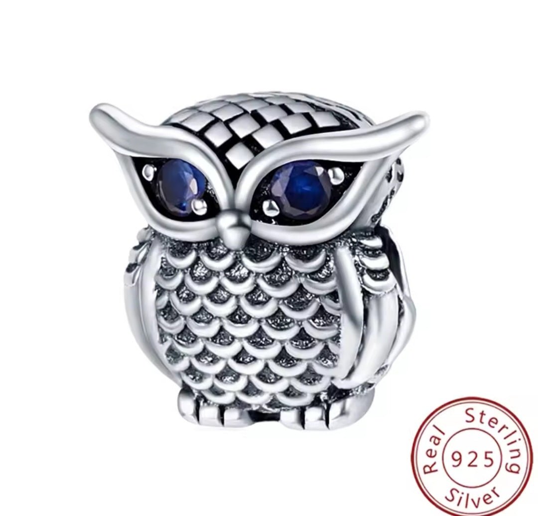 Sterling Silver Sparkling Owl Charm - Enchanting Charms