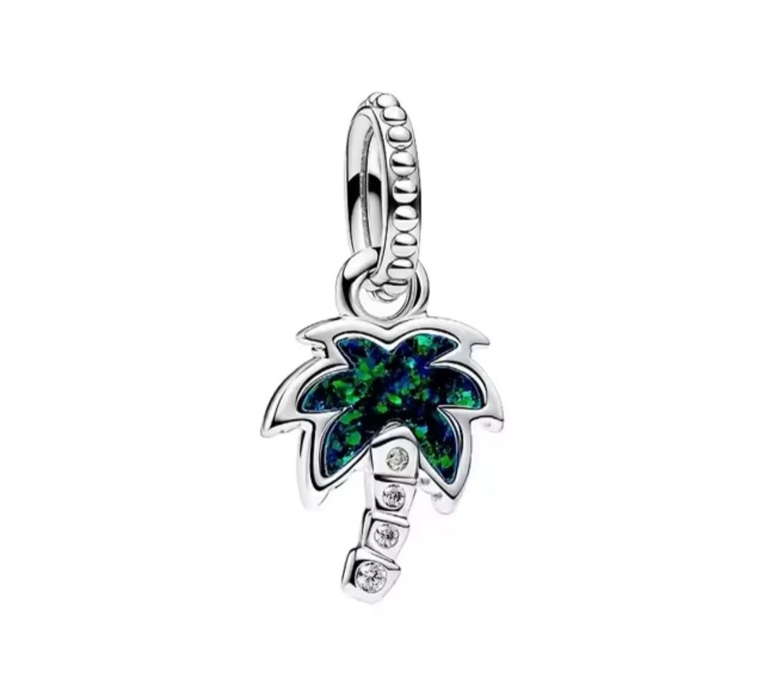 Sterling Silver Sparkling Palm Tree Charm - Enchanting Charms