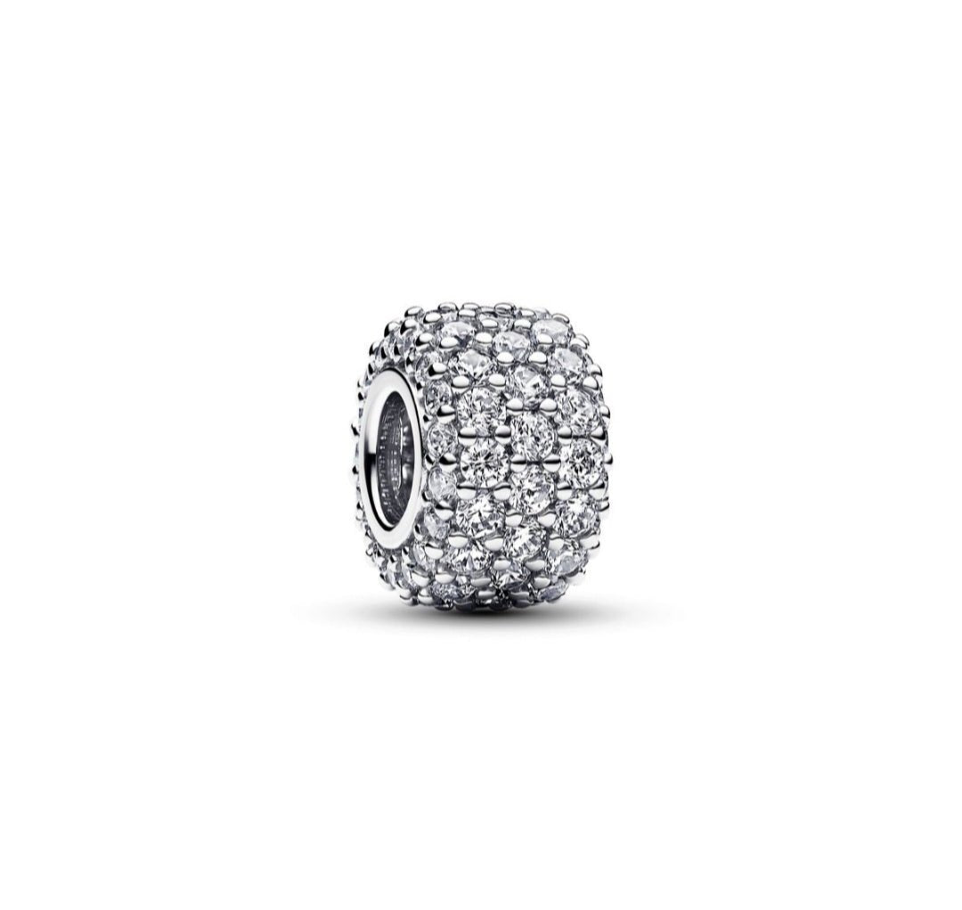 Sterling Silver Sparkling Pave Triple Row Charm - Enchanting Charms