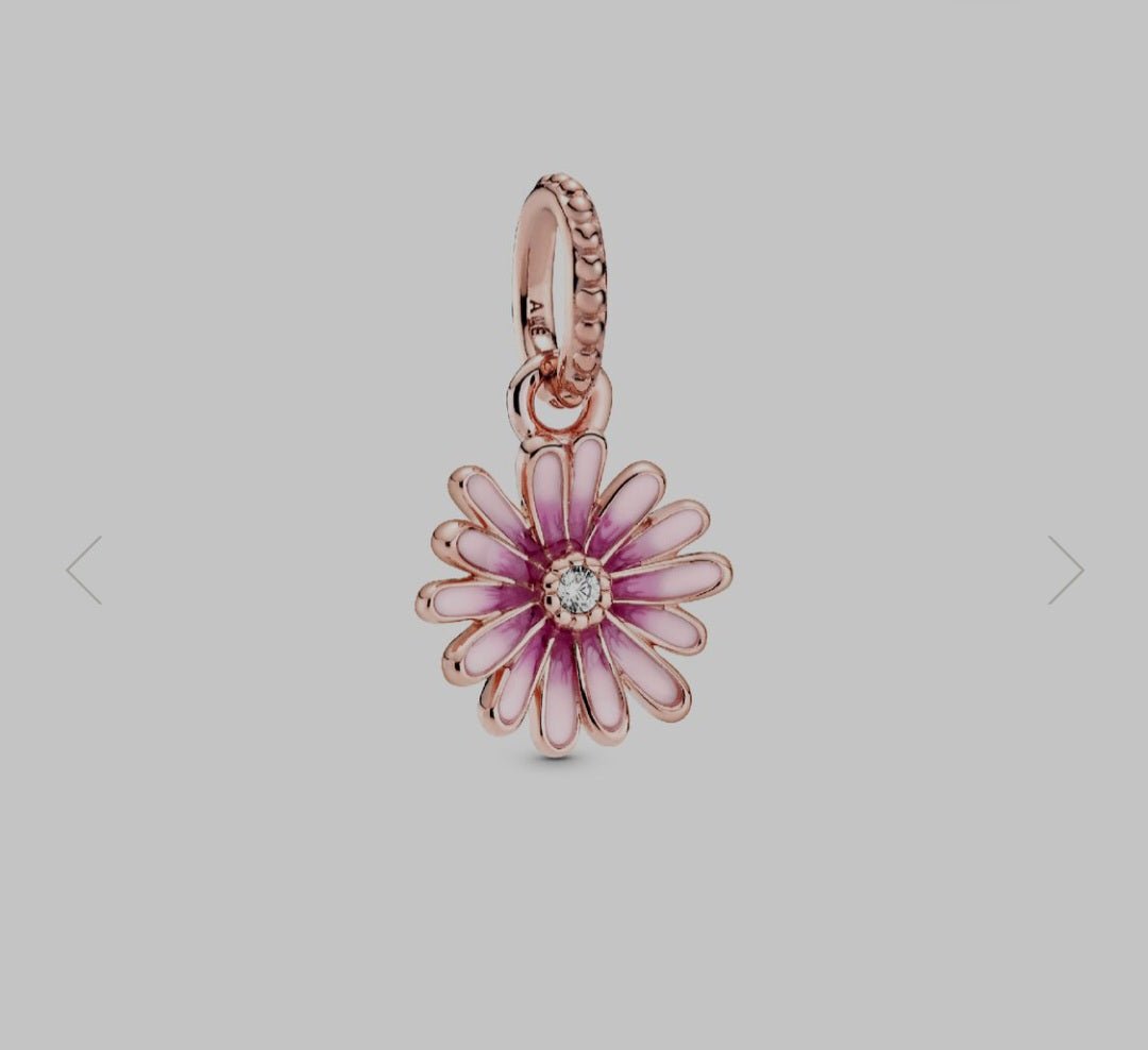 Sterling Silver Sparkling Rosegold Daisy Charm - Enchanting Charms
