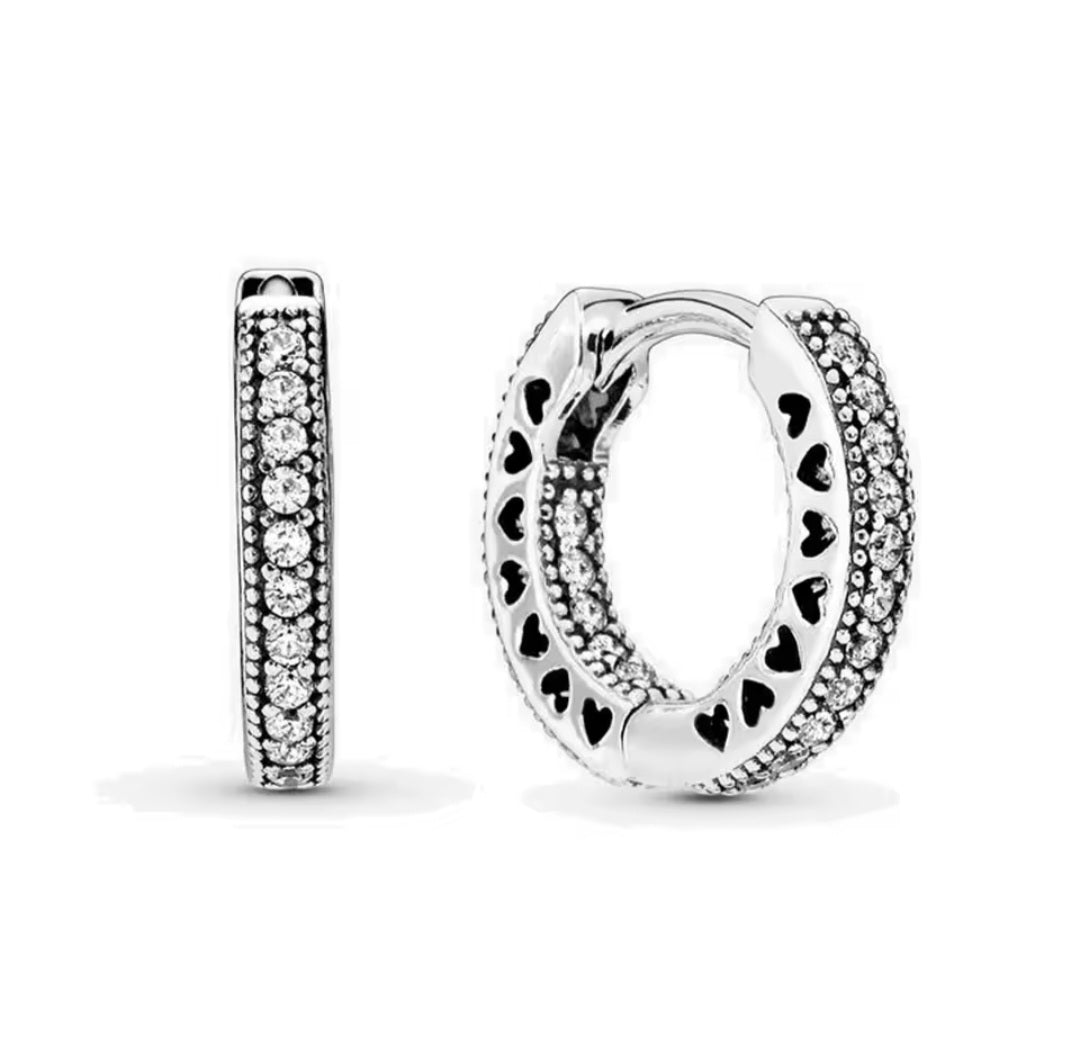 Sterling Silver Sparkling Small Hoop Earrings - Enchanting Charms