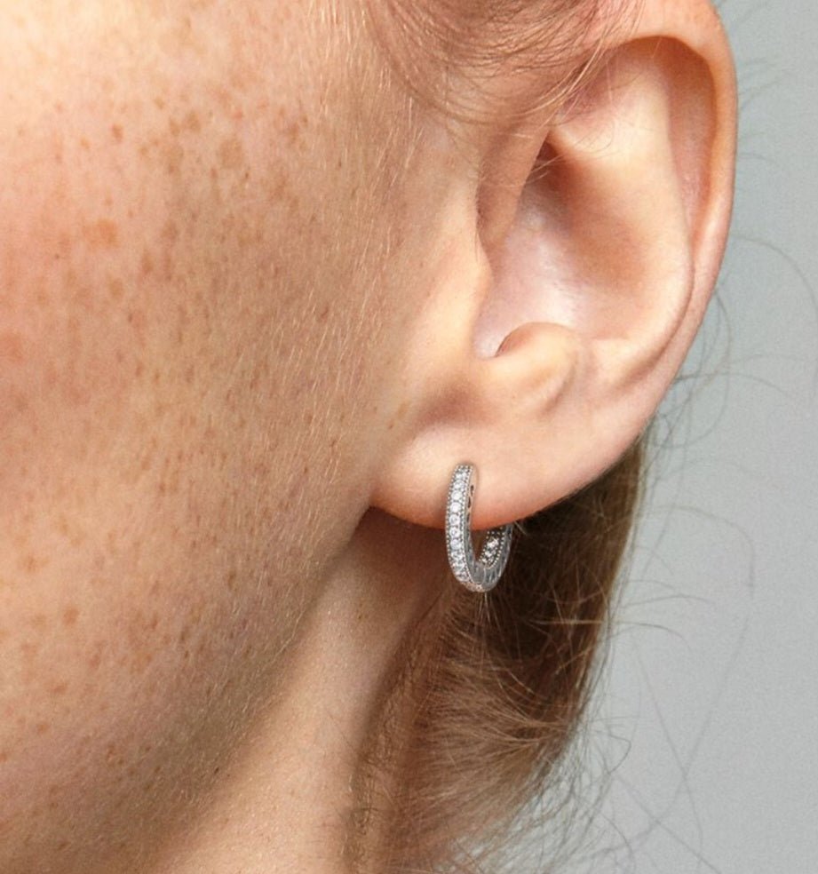 Sterling Silver Sparkling Small Hoop Earrings - Enchanting Charms